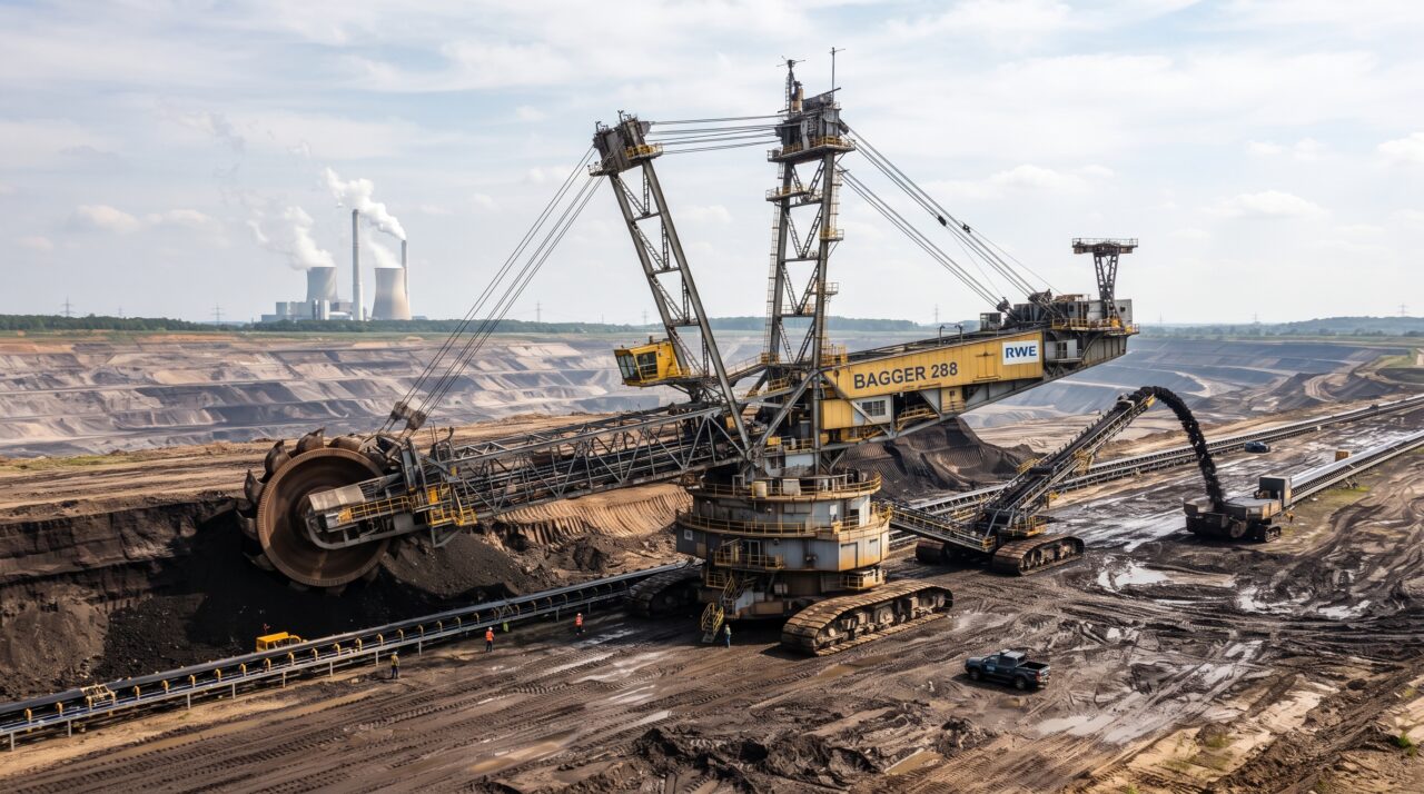 Com impressionantes 220 metros de comprimento e pesando 13.500 toneladas, esta colossal escavadeira móvel alemã é capaz de remover 240 mil metros cúbicos de terra por dia