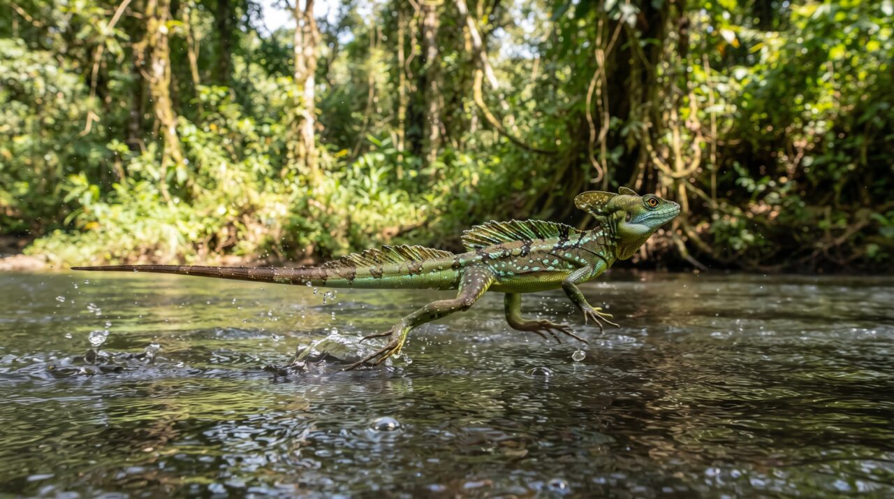 A habilidade de caminhar sobre a água do lagarto-basilisco