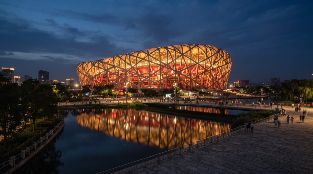 Arquitetura e engenharia do Estádio Nacional de Pequim (Ninho de Pássaro).