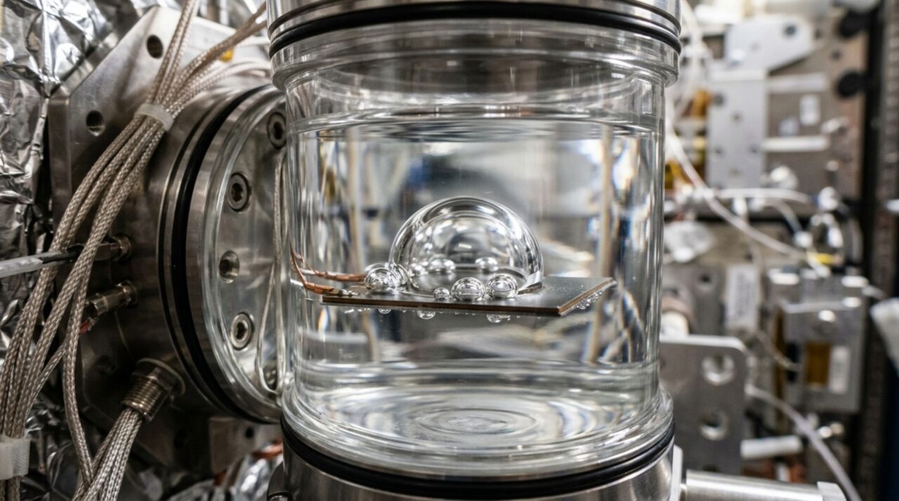 Água fervendo em microgravidade produz uma bolha gigante em vez de dezenas de bolhas subindo até a superfície