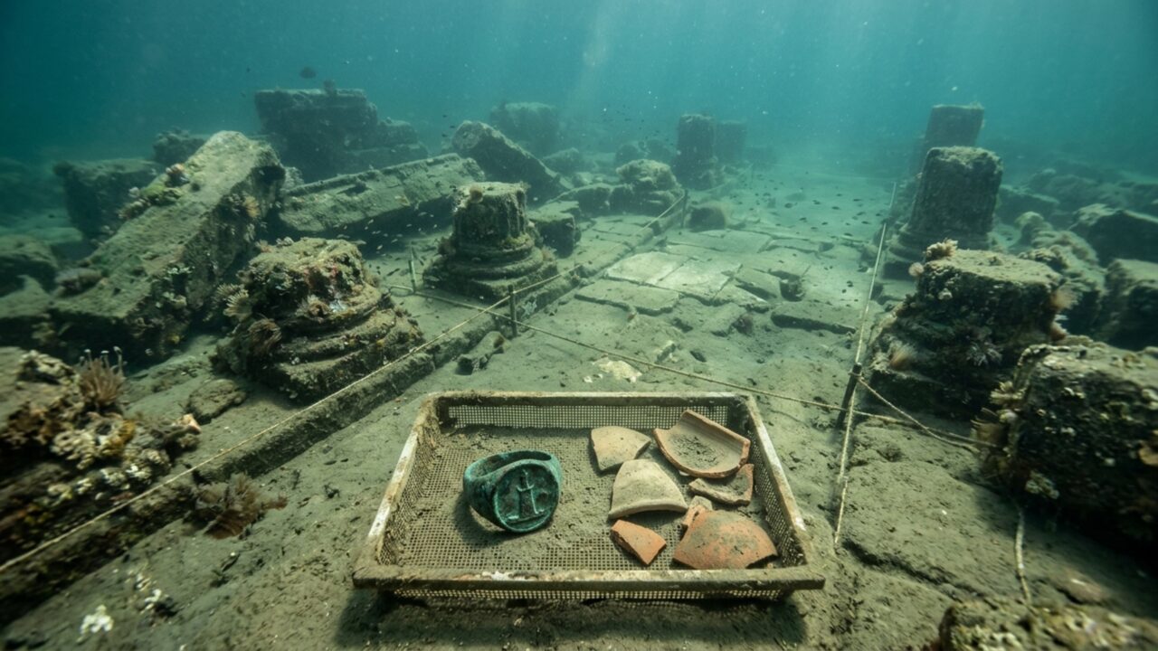 Um anel saiu do fundo do porto de Alexandria com uma das Sete Maravilhas gravada em sua superfície