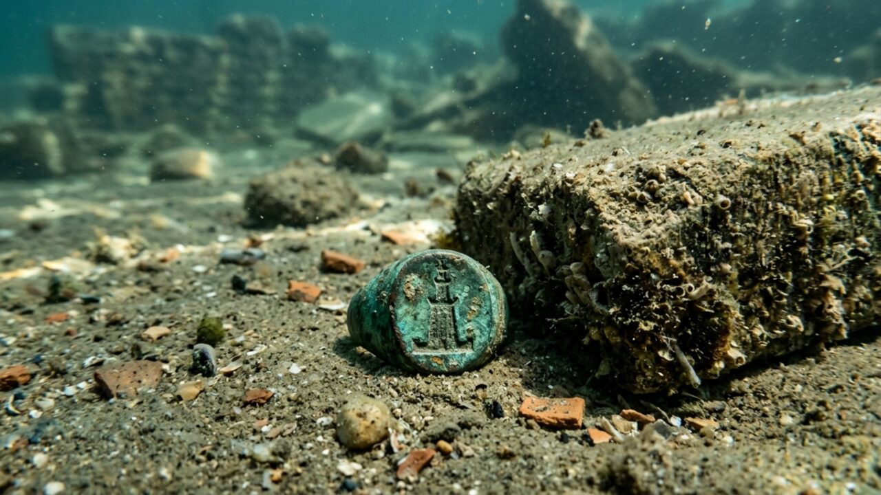 Um anel saiu do fundo do porto de Alexandria com uma das Sete Maravilhas gravada em sua superfície