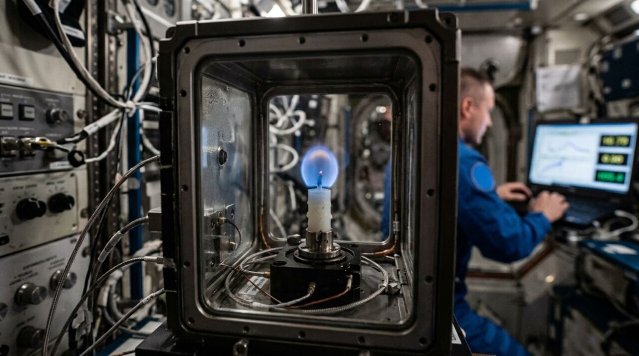 No espaço, a chama de uma vela perde o formato de gota e pode virar uma pequena esfera azul