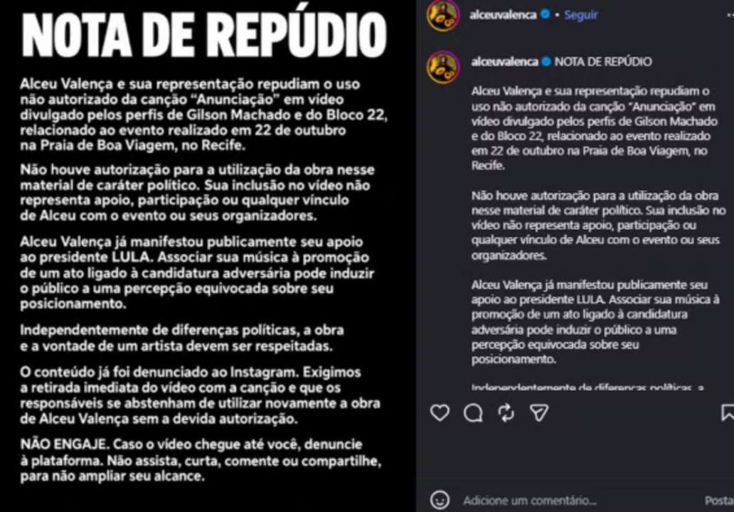 Alceu Valença repudia uso de “Anunciação” em vídeo de ato pró-Flávio