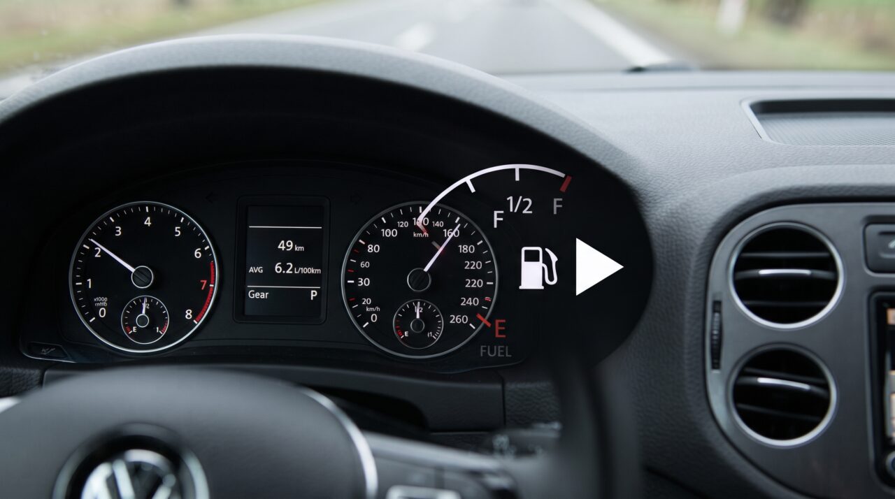 O que significa aquela pequena seta ao lado do ícone da bomba de combustível no painel do carro?