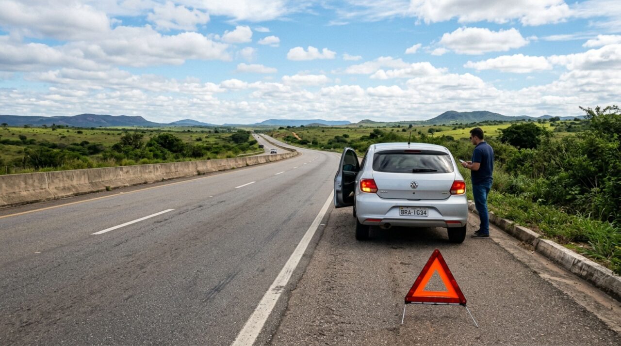 Condutor percebe que o combustível acabou, consegue levar o carro ao acostamento e descobre por que sair da pista não elimina a responsabilidade pela pane seca