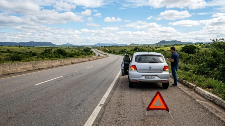Condutor percebe que o combustível acabou, consegue levar o carro ao acostamento e descobre por que sair da pista não elimina a responsabilidade pela pane seca