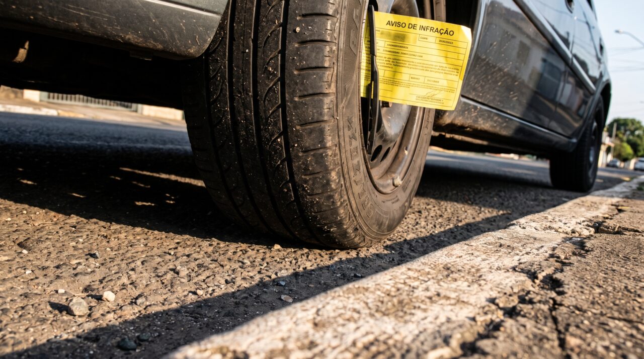 Carro fica 80 centímetros afastado do meio-fio e parece apenas mal estacionado, mas passar de 1 metro muda a classificação da infração