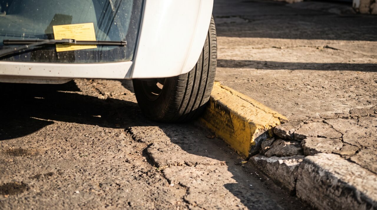 Motorista estaciona diante de uma guia rebaixada mesmo sem placa de garagem e descobre que o próprio meio-fio já muda a regra