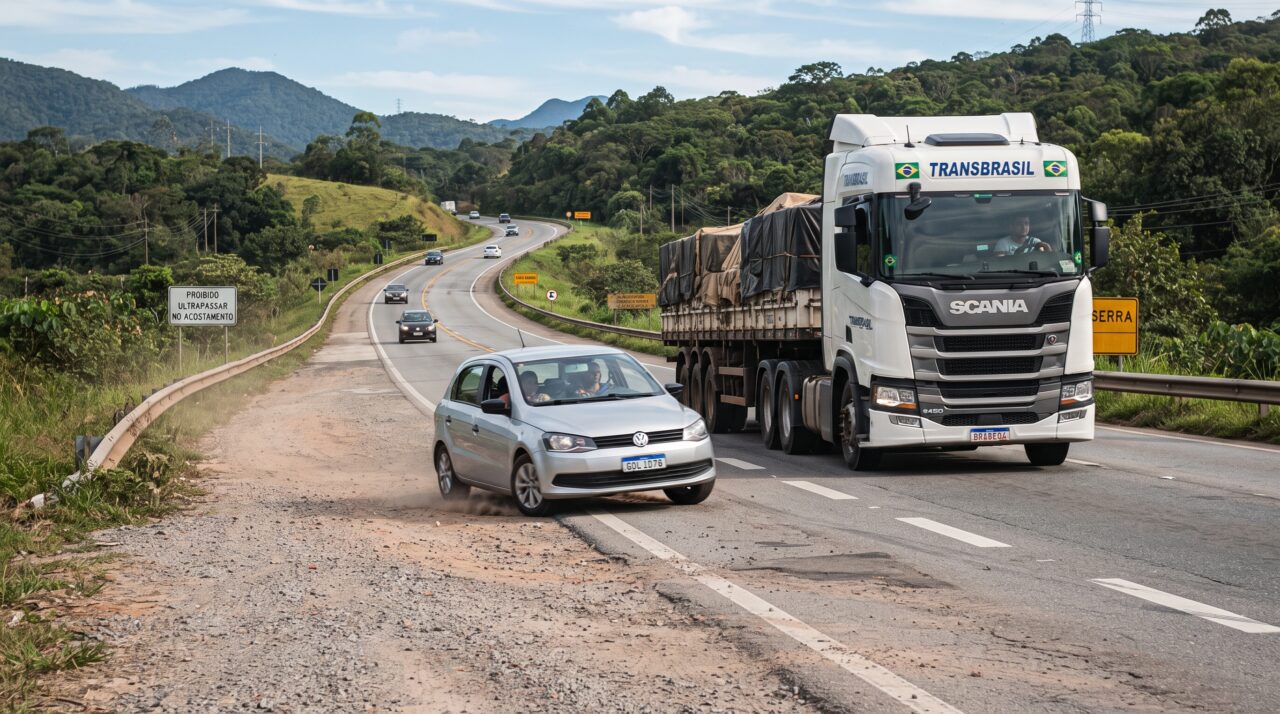 A multa e os riscos de ultrapassar pelo acostamento na rodovia