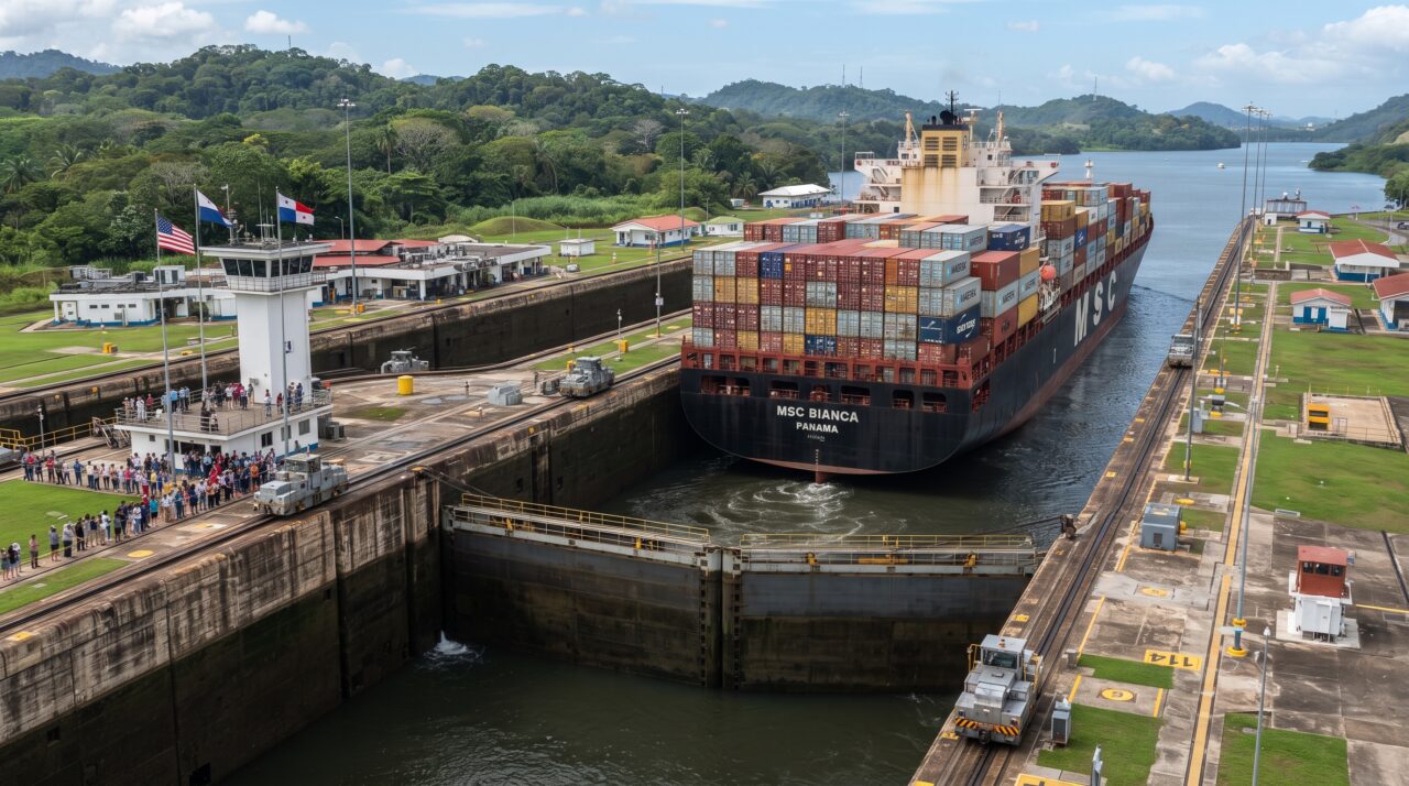 O funcionamento e a importância da travessia pelo canal do Panamá.