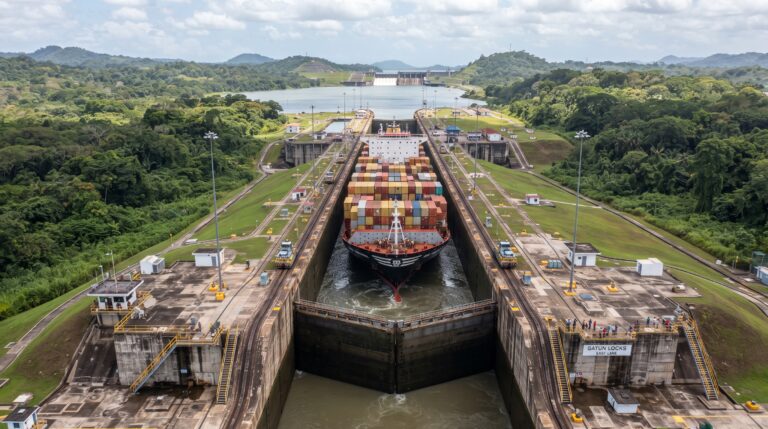 O funcionamento e a importância da travessia pelo canal do Panamá.