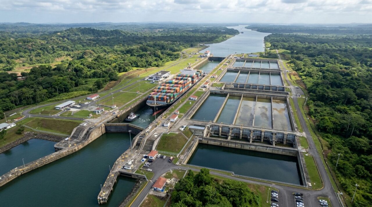 As novas eclusas que reutilizam parte da água a cada passagem de navio por meio de 18 reservatórios laterais