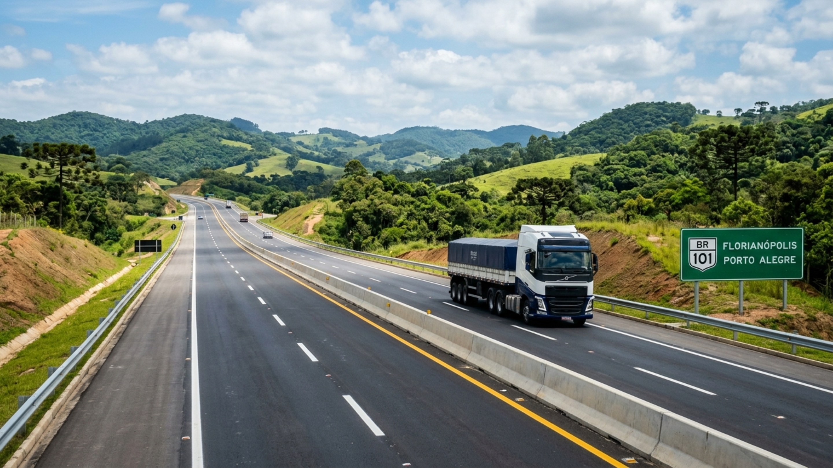 Um corredor de 515 km poderá ganhar 50 km de duplicações, mais de 100 km de faixas adicionais e 129 intervenções em acessos e interseções para modernizar uma das principais rotas industriais do Sul