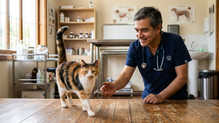 Carlos Gutiérrez, veterinário Quando um gato se aproxima com o rabo para cima, é um sinal de que ele está vindo em paz