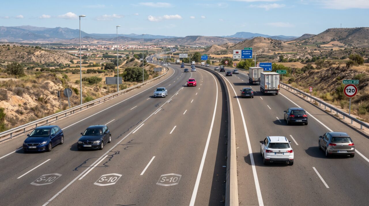 Mudança nas regras de trânsito da Espanha sobre faixas de rodovia.