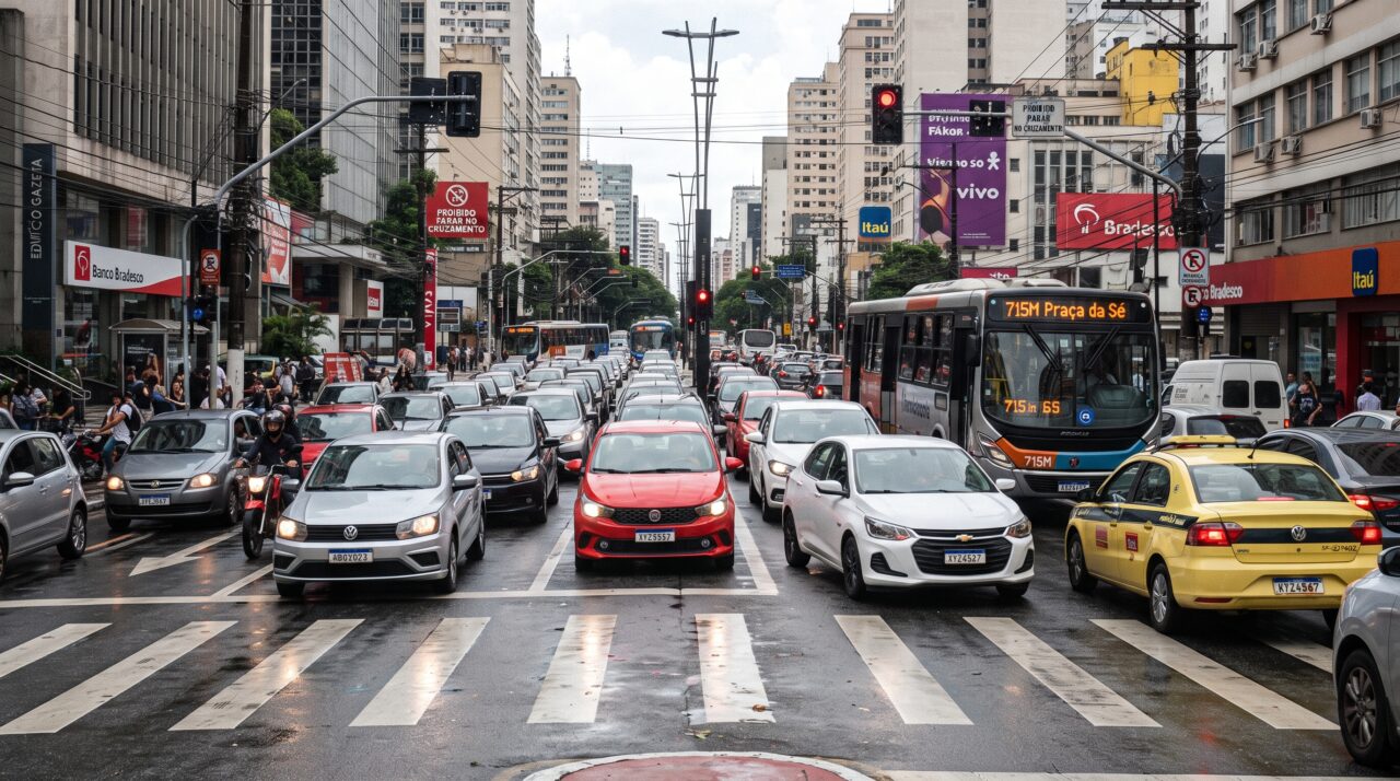 Infração de trânsito ao fechar cruzamento no sinal verde