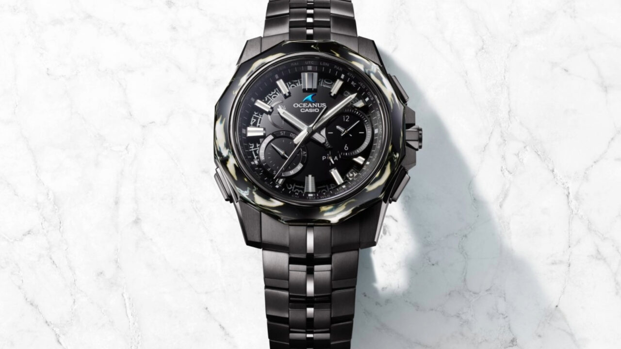 Casio inova com lançamento do relógio Oceanus Manta feito de titânio e cerâmica marmorizada com tecnologia solar de satélite