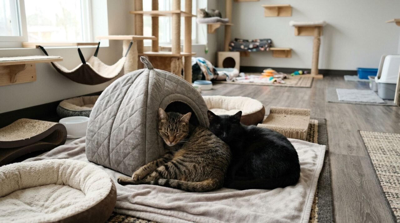 Gato dorme sempre perto de um companheiro do abrigo e muda a rotina quando ele é adotado mostrando como vínculos felinos podem aparecer no comportamento