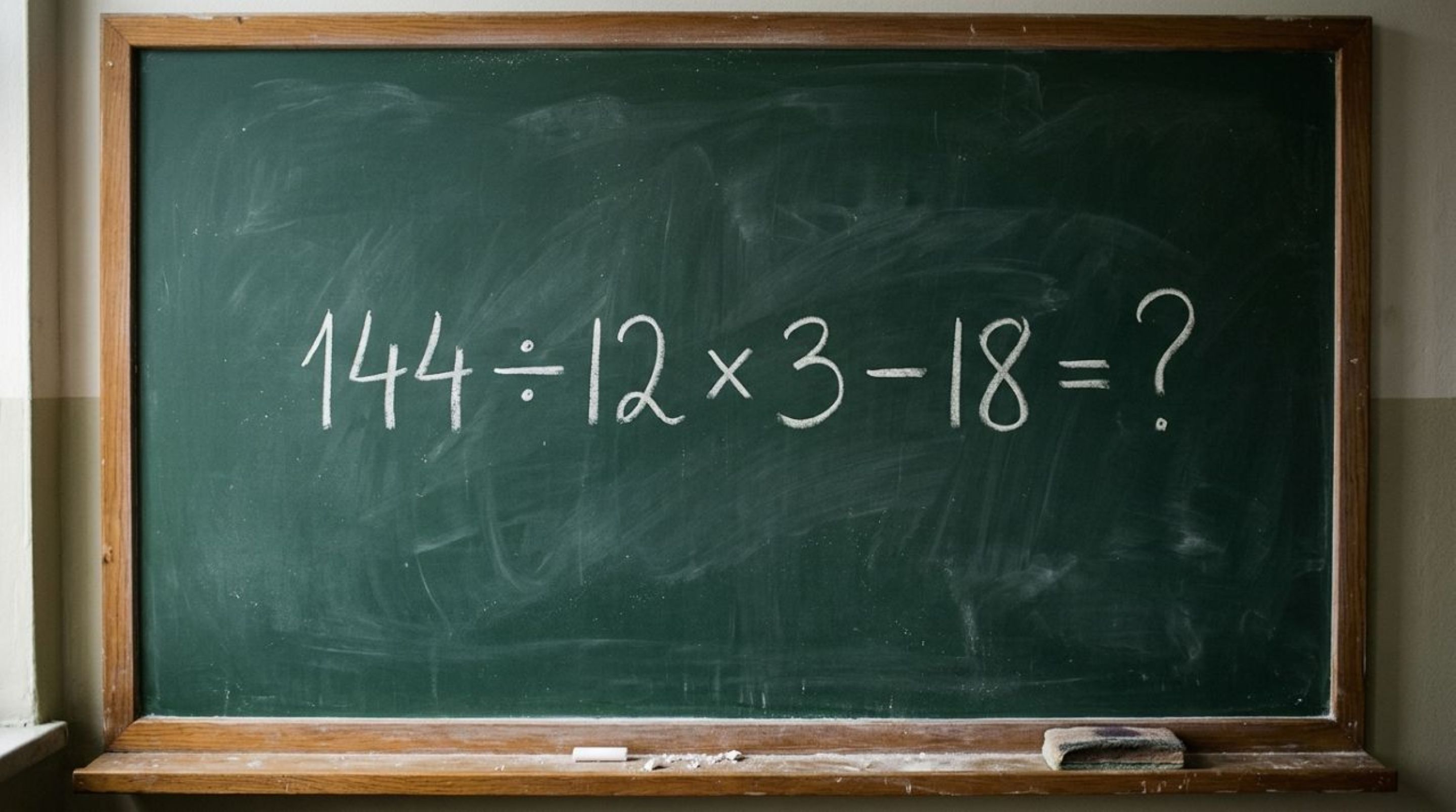 Quem estudou matemática nos anos 80 e 90 consegue resolver 144 ÷ 12 × 3 − 18 sem usar calculadora?