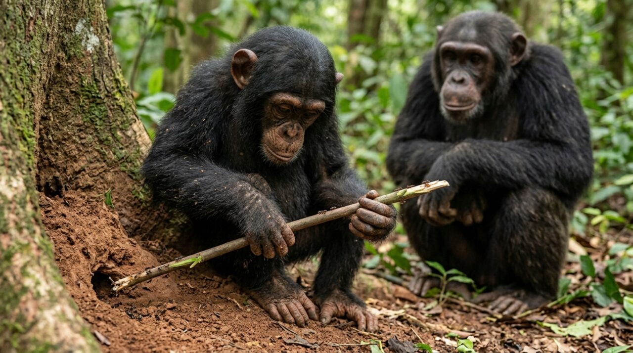 Receber uma ferramenta funcional pode facilitar a prática de técnicas difíceis entre chimpanzés