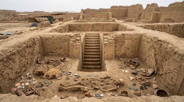 A plataforma funerária descoberta em Chan Chan preservou restos de 38 pessoas e objetos associados à elite da civilização Chimú
