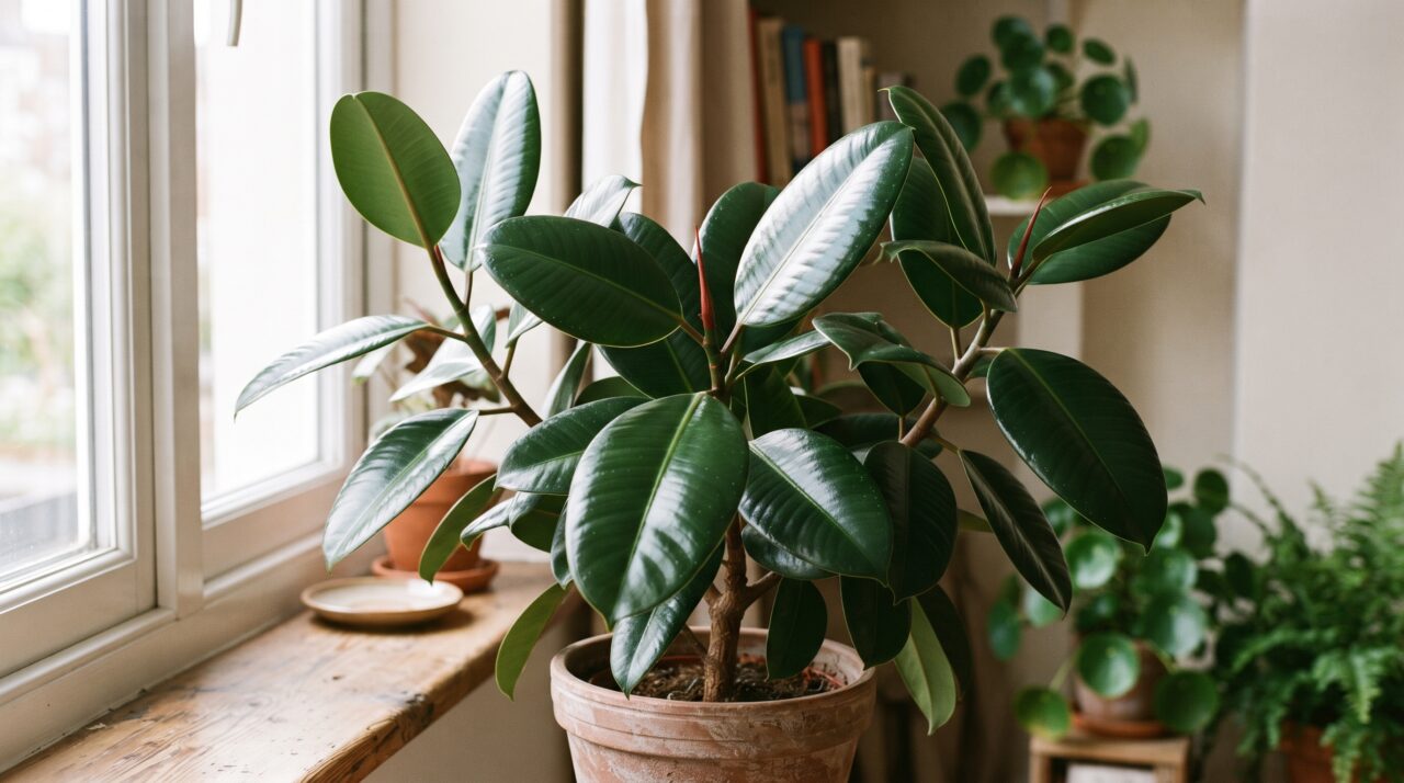 Como limpar e dar brilho nas folhas da ficus elastica usando óleo de coco.