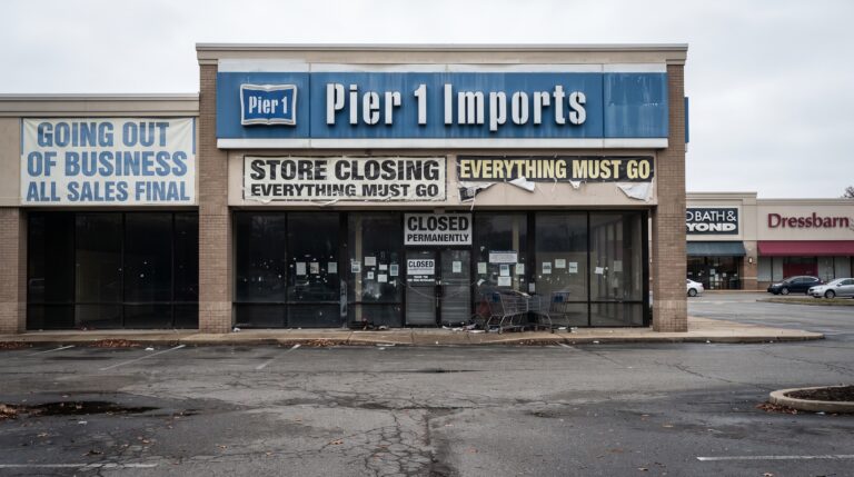 O fim da gigante da decoração Pier 1 Imports e o fechamento de suas lojas.