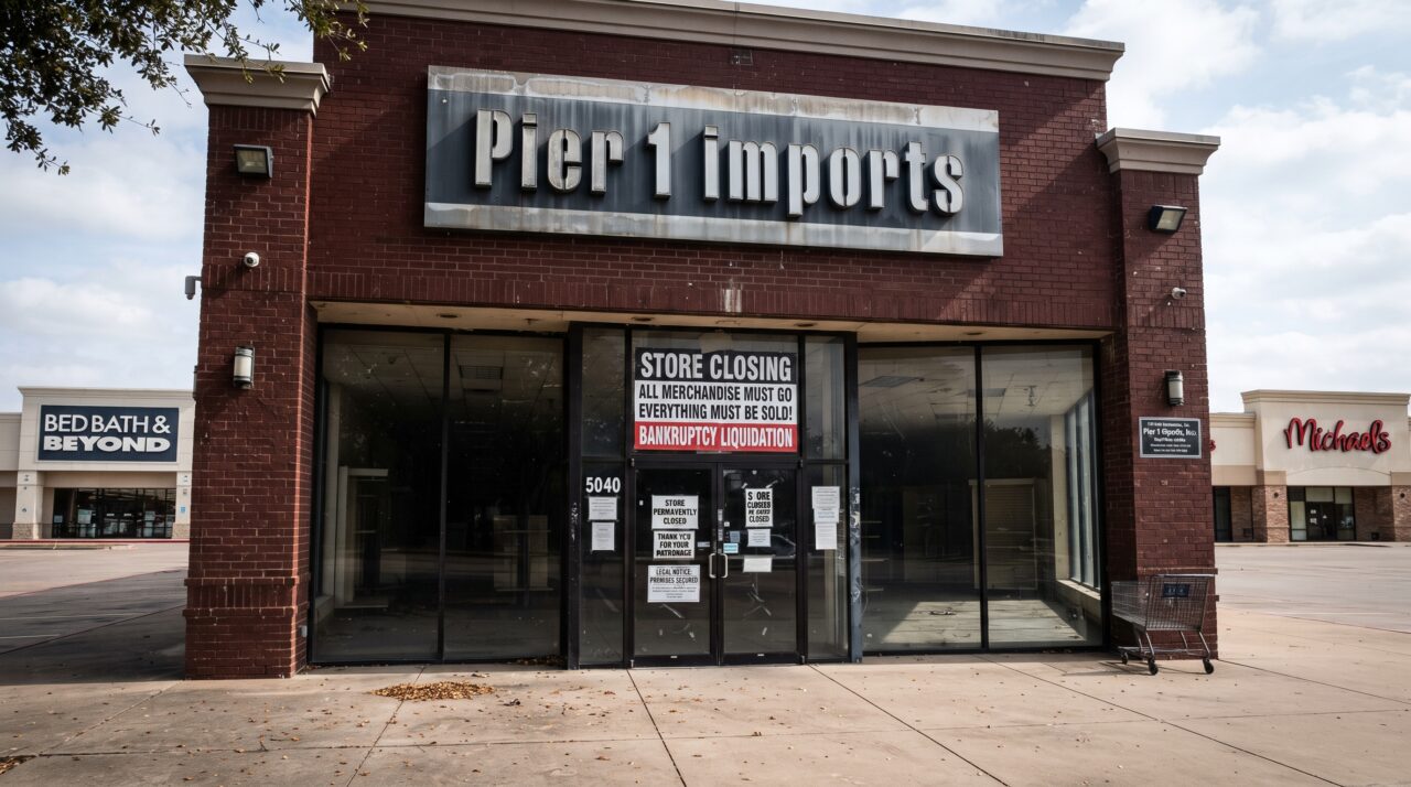 O fim da gigante da decoração Pier 1 Imports e o fechamento de suas lojas.