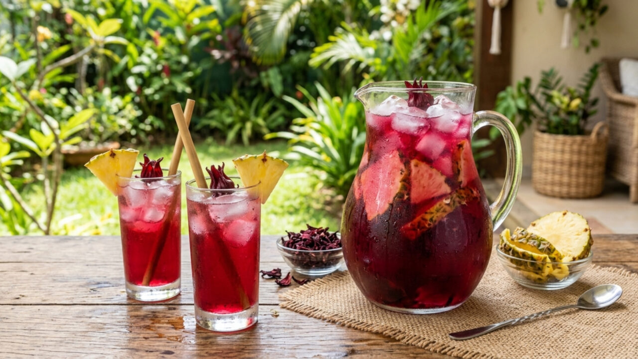 Como fazer água de hibisco com casca de abacaxi: uma bebida refrescante e deliciosa para aproveitar sozinho ou com os amigos