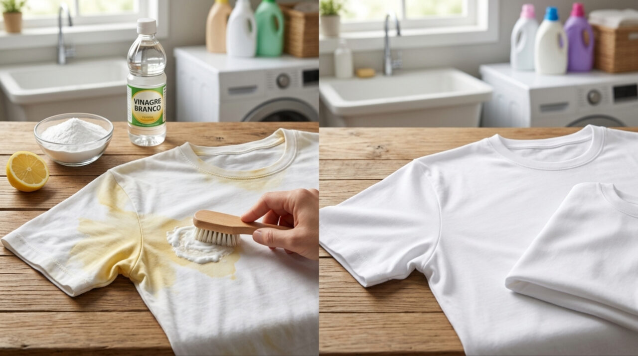 Como remover manchas amareladas de desodorante nas axilas das camisetas a maneira mais fácil de remover manchas amarelas