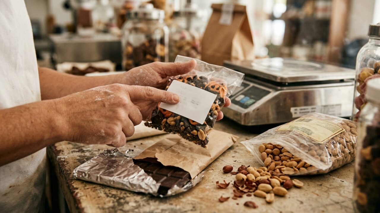 Confeiteira prepara 150 pacotes de doces para vender no Halloween e descobre que a lista de ingredientes pode precisar destacar substâncias capazes de provocar alergias graves