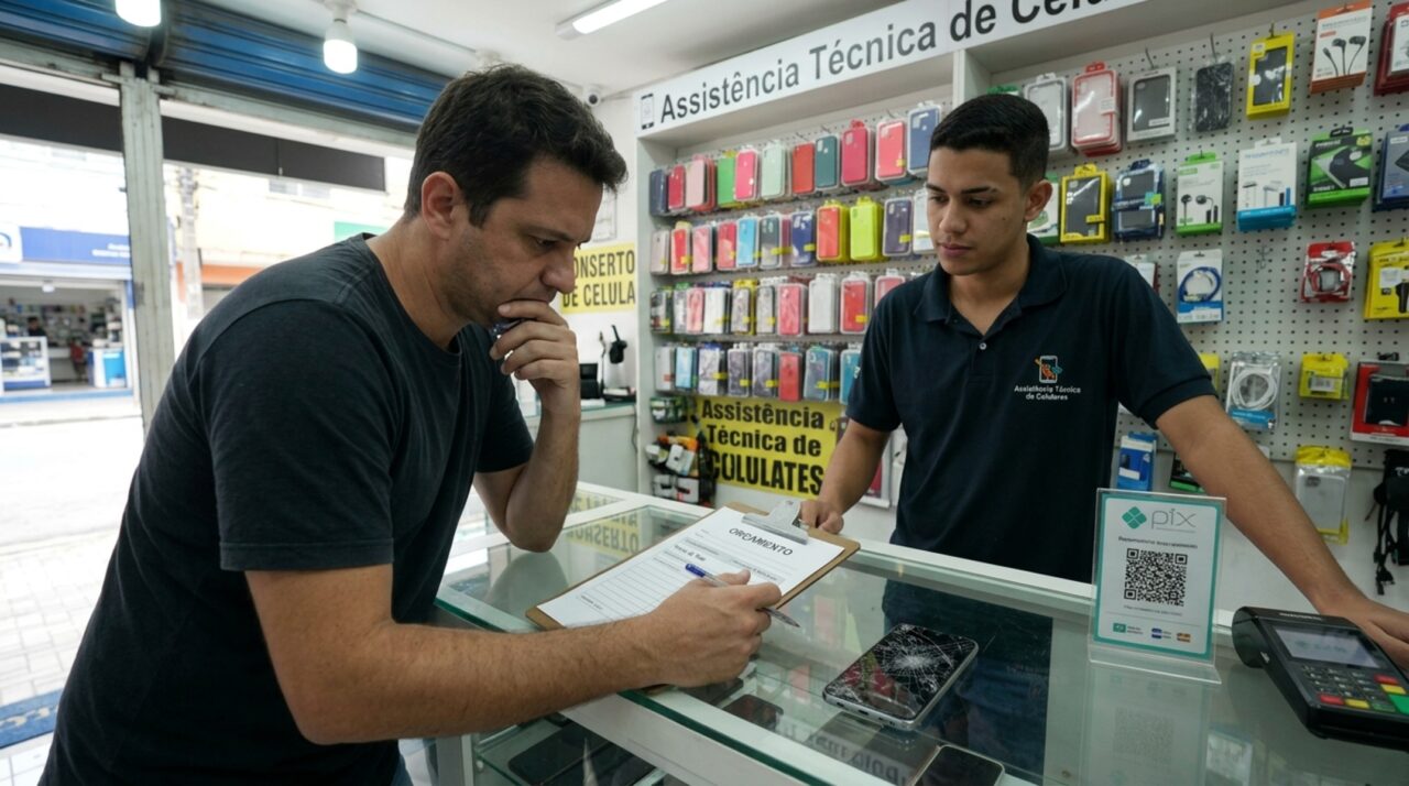 Cliente leva celular para trocar a tela, loja cobra “taxa de diagnóstico” antes de consertar e o Procon explica quando isso é proibido 