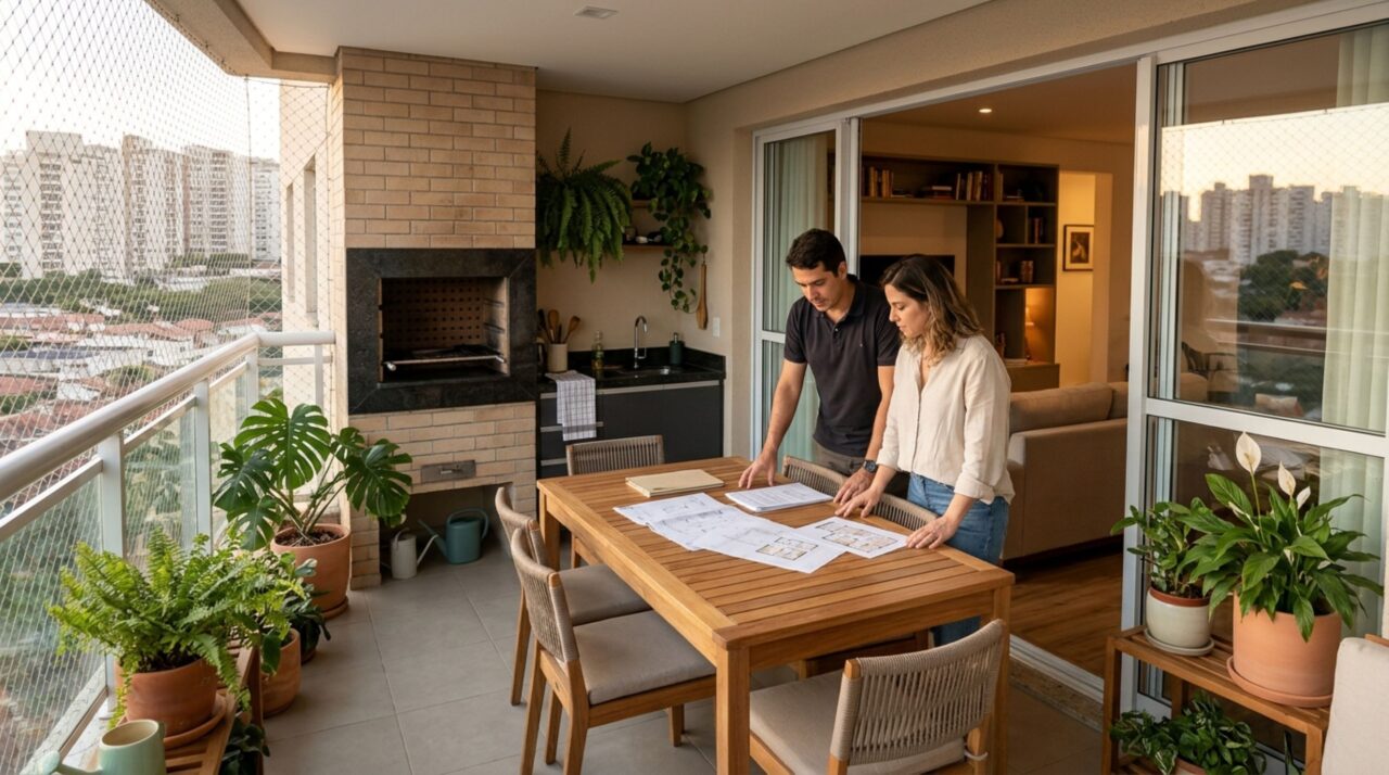 Casal compra um apartamento com terraço privativo, instala uma área gourmet e descobre, durante a venda, que parte do espaço utilizado não integra a área privativa registrada na matrícula