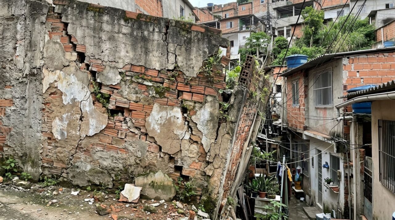 Parede da casa vizinha começa a inclinar e ameaça cair sobre o imóvel ao lado: o proprietário não precisa esperar o desabamento para agir