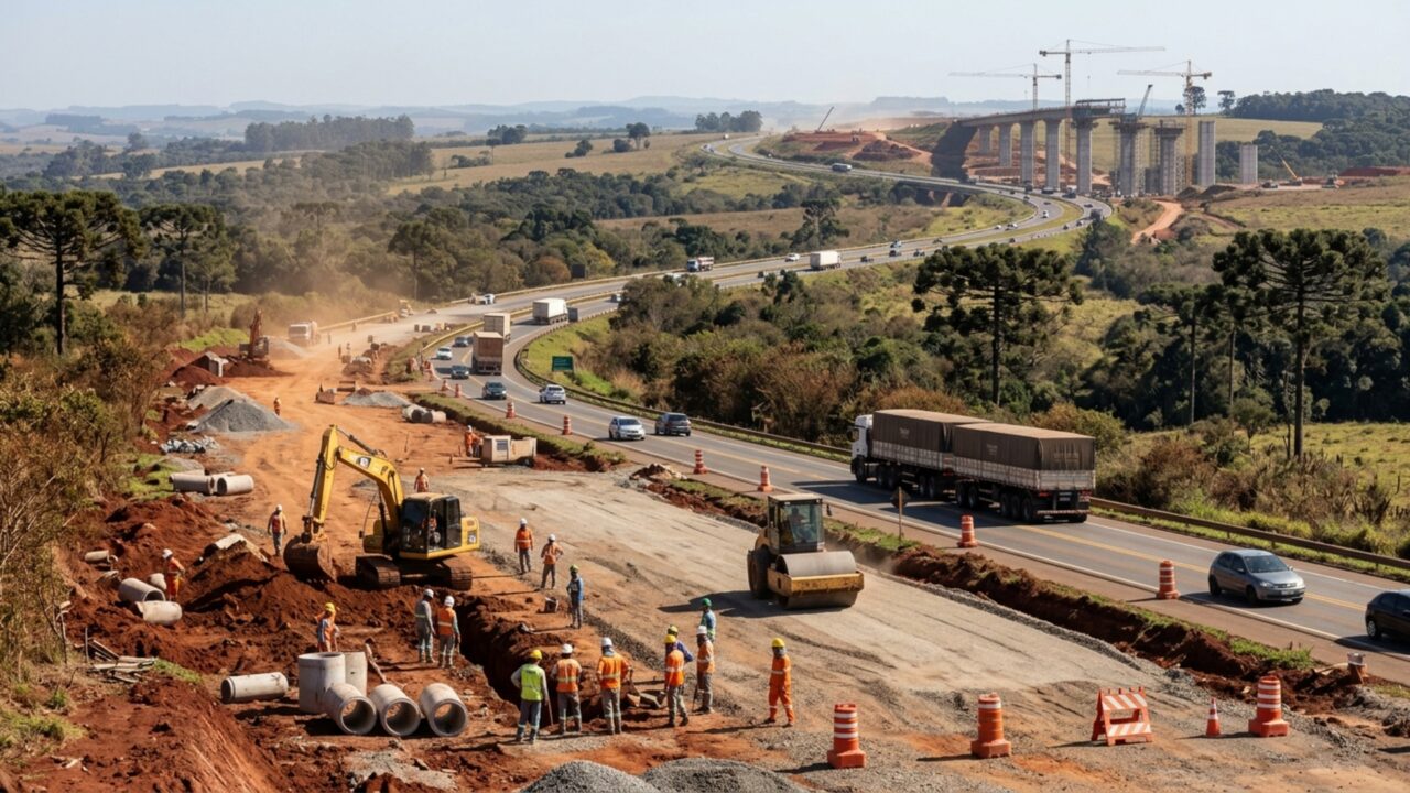 Duplicação de uma importante estrada vai construir seis viadutos, uma nova ponte e 27,5 km de pistas adicionais para melhorar o transporte entre o interior e o litoral do Sul
