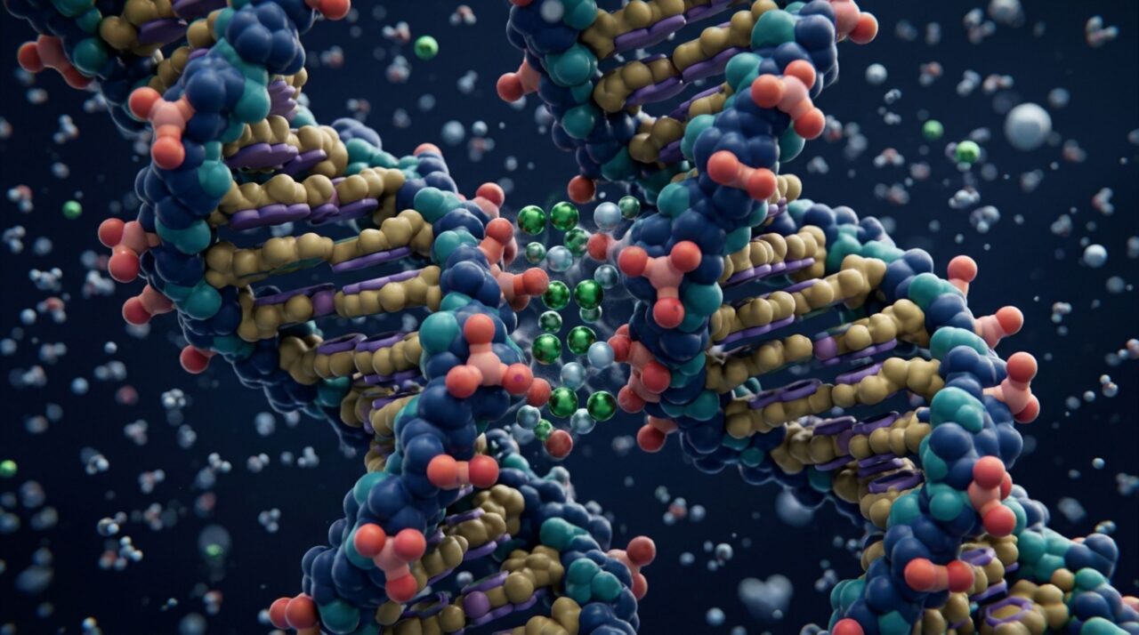 Pontes iônicas entre sulcos do DNA ajudam a explicar como hélices negativamente carregadas conseguem permanecer próximas