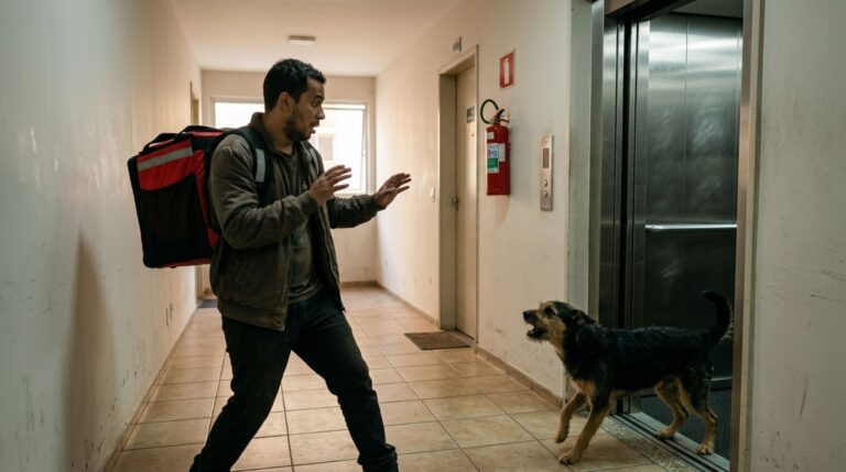 Morador deixa seu cachorro circular sozinho pelo corredor do prédio, animal ataca um entregador na saída do elevador e gravações mostram que o dono ignorava reclamações anteriores