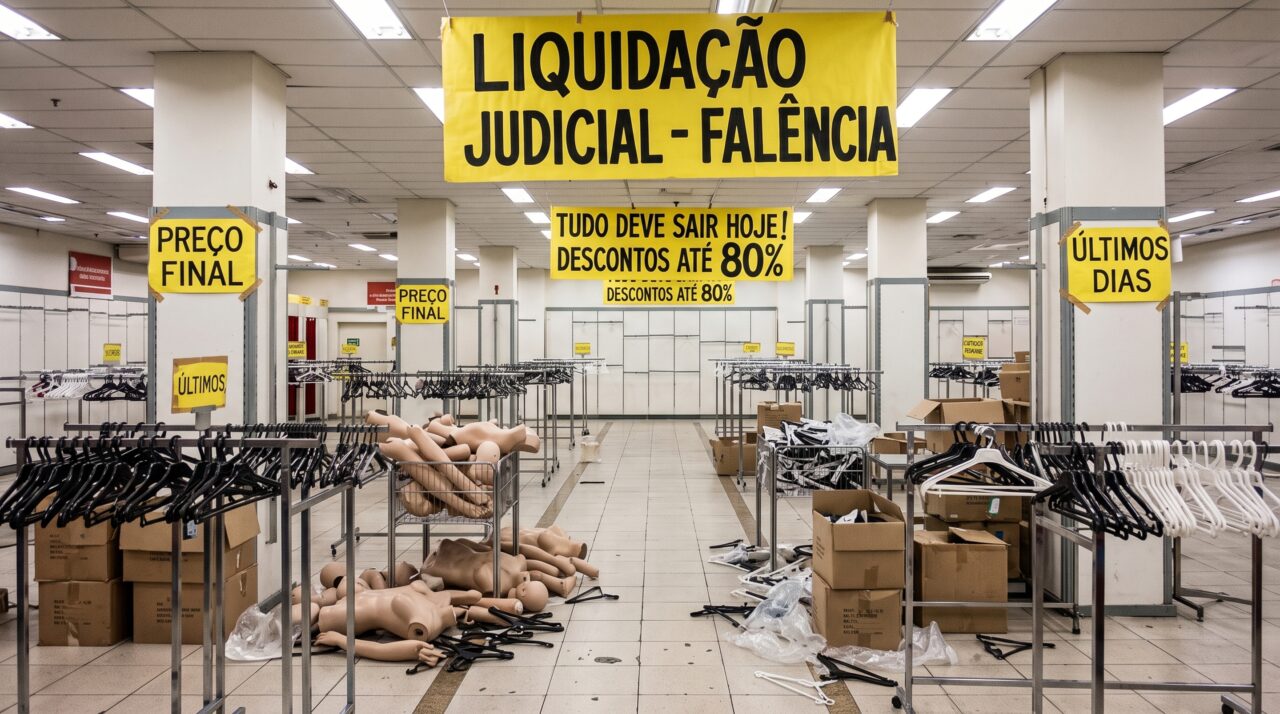 Depois de décadas como uma grande rede de departamentos, varejista entra em falência e fecha 149 lojas em apenas 59 dias, porque a reorganização não encontrou saída e a Justiça autorizou transformar estoque e imóveis em dinheiro