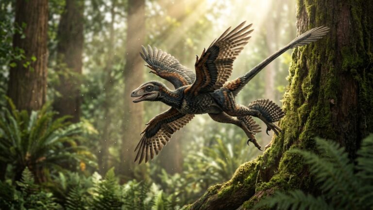 Um pedaço de rocha com penas nas quatro patas reforça uma ideia estranha sobre a origem do voo nos dinossauros