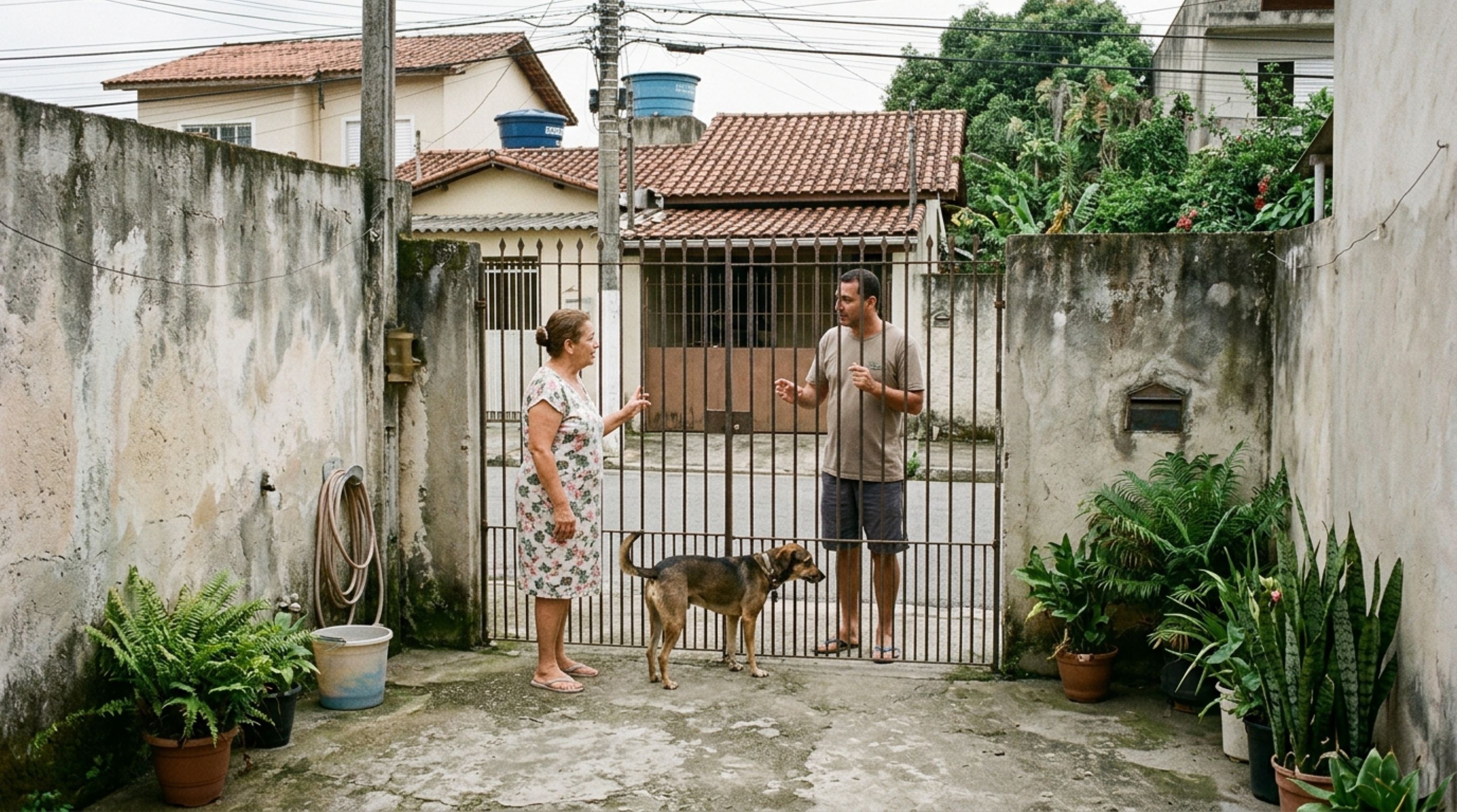 Cachorro escapa pelo portão e entra no quintal fechado do vizinho: a mesma regra que vale para objetos também alcança animais que foram parar do outro lado