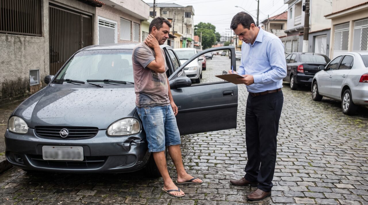 Motorista bate o carro de chinelo e descobre que a multa de trânsito pode ser o menor dos problemas quando a seguradora entra na conversa
