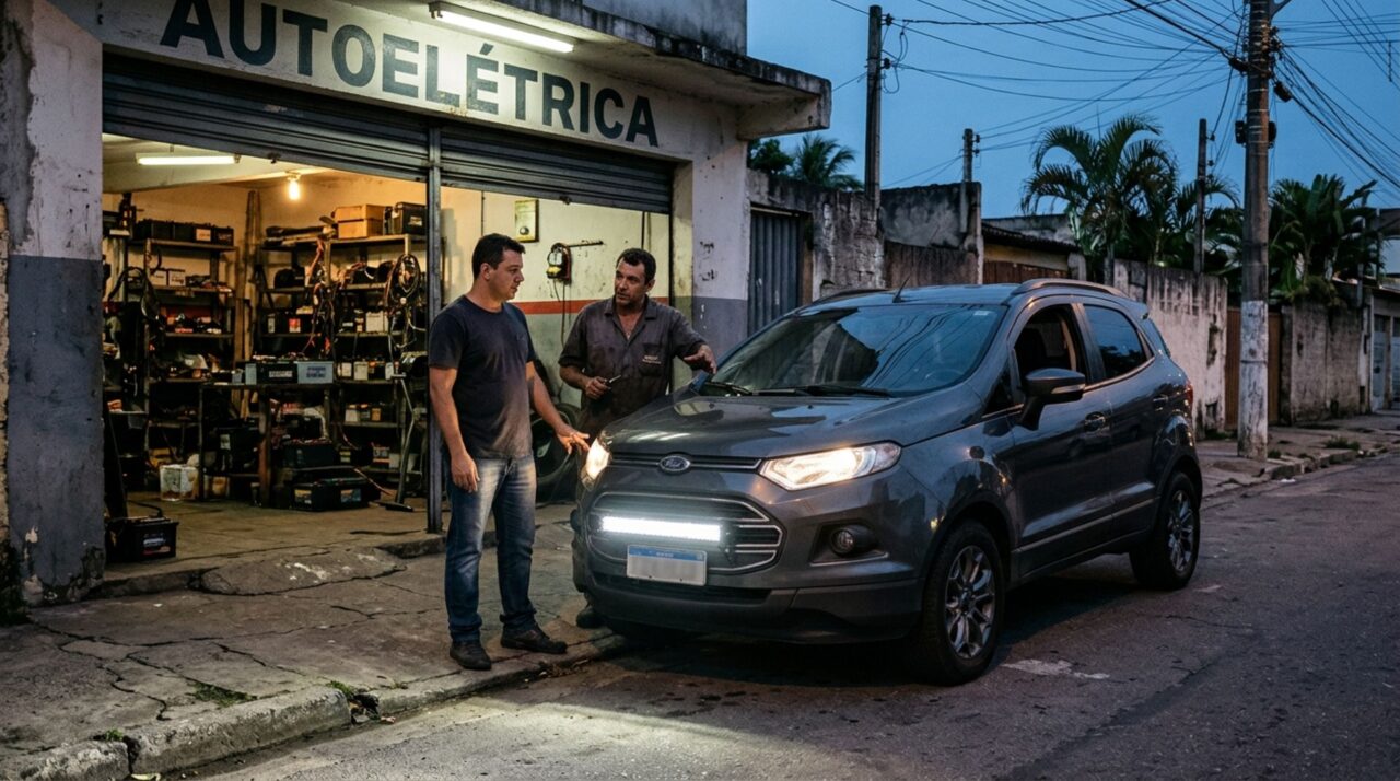 Motorista instala uma barra de LED adicional para enxergar melhor durante viagens noturnas e descobre que aumentar a iluminação do carro não significa que qualquer equipamento esteja autorizado
