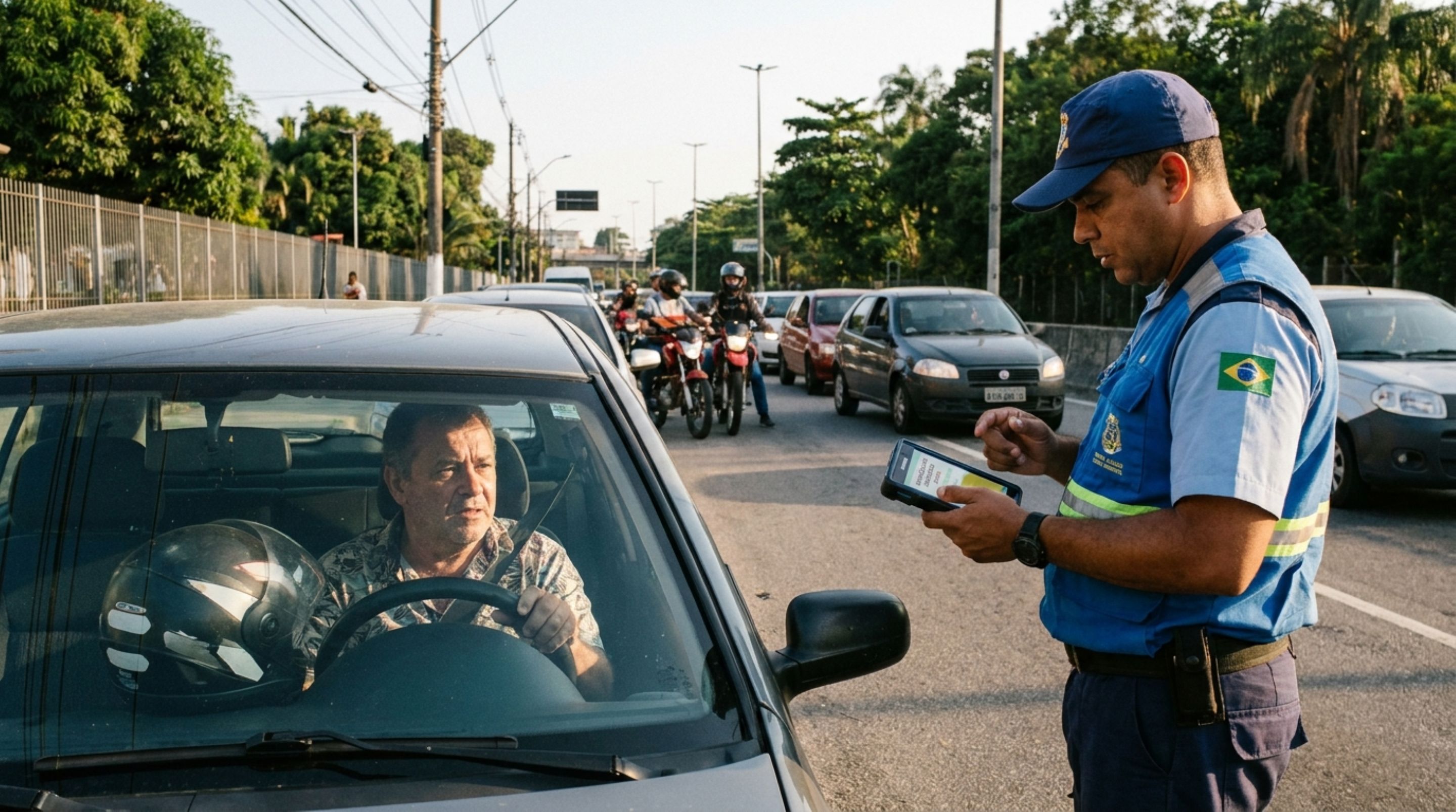 Homem é parado sem a CNH física, acredita que a consulta do agente resolverá a abordagem e descobre que a suspensão registrada no sistema exige outra análise