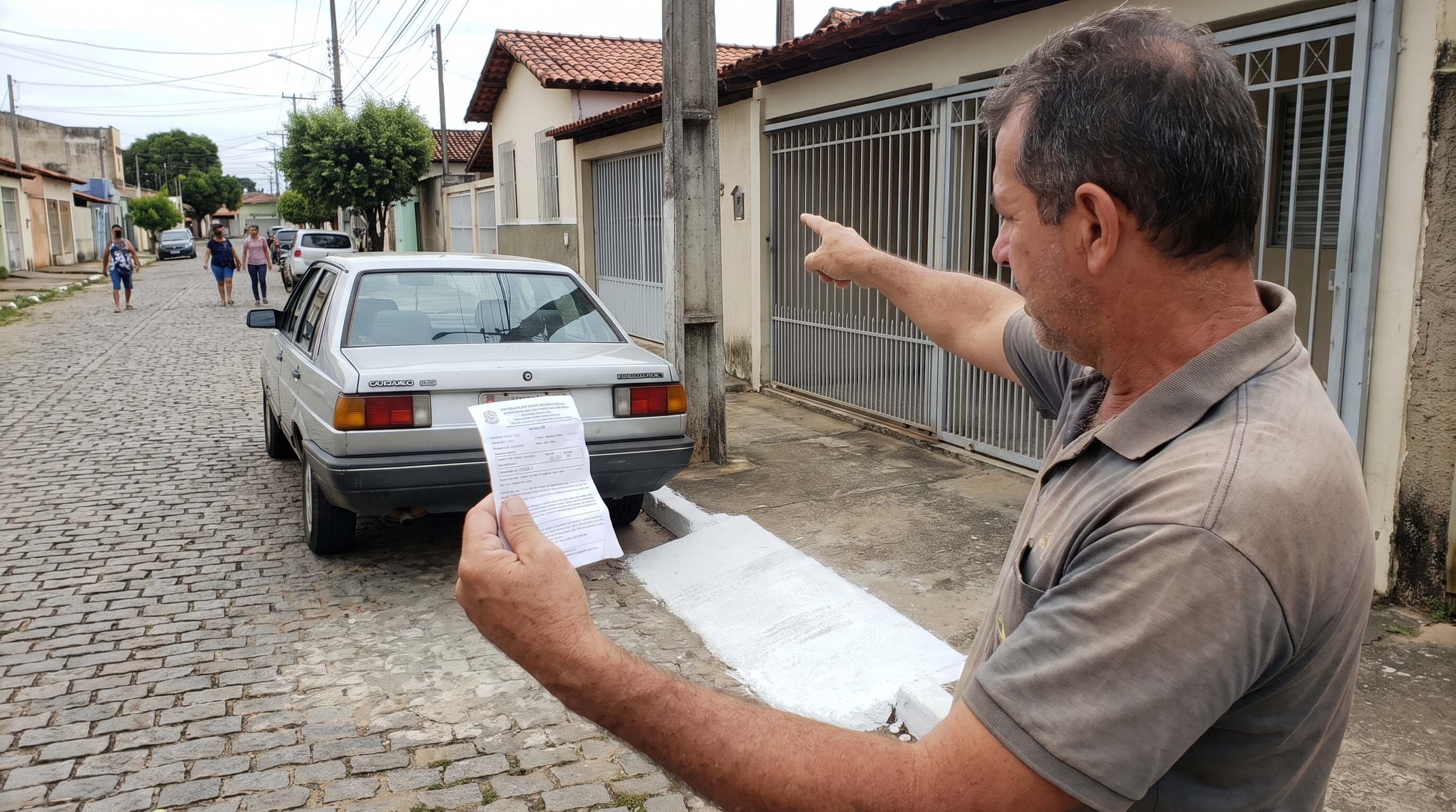 Motorista estaciona diante de uma guia rebaixada mesmo sem placa de garagem e descobre que o próprio meio-fio já muda a regra
