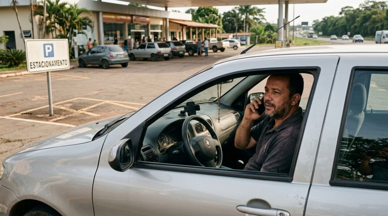 Motorista para na faixa de aceleração para atender uma ligação urgente e descobre que a imobilização pode colocar outros veículos em risco
