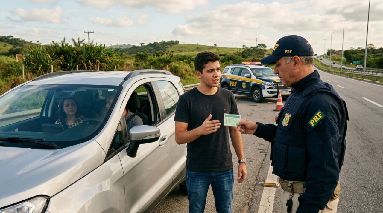 Jovem recém-habilitado decide viajar com a família para outro estado, é parado pela Polícia Rodoviária Federal e descobre se a permissão provisória tem a mesma abrangência da CNH definitiva