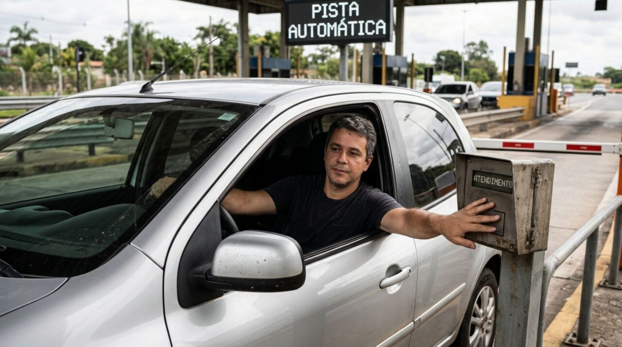 Motorista entra por engano em uma faixa exclusiva de cobrança automática no pedágio e descobre que tentar voltar de ré pode transformar um erro de percurso em uma infração ainda mais séria