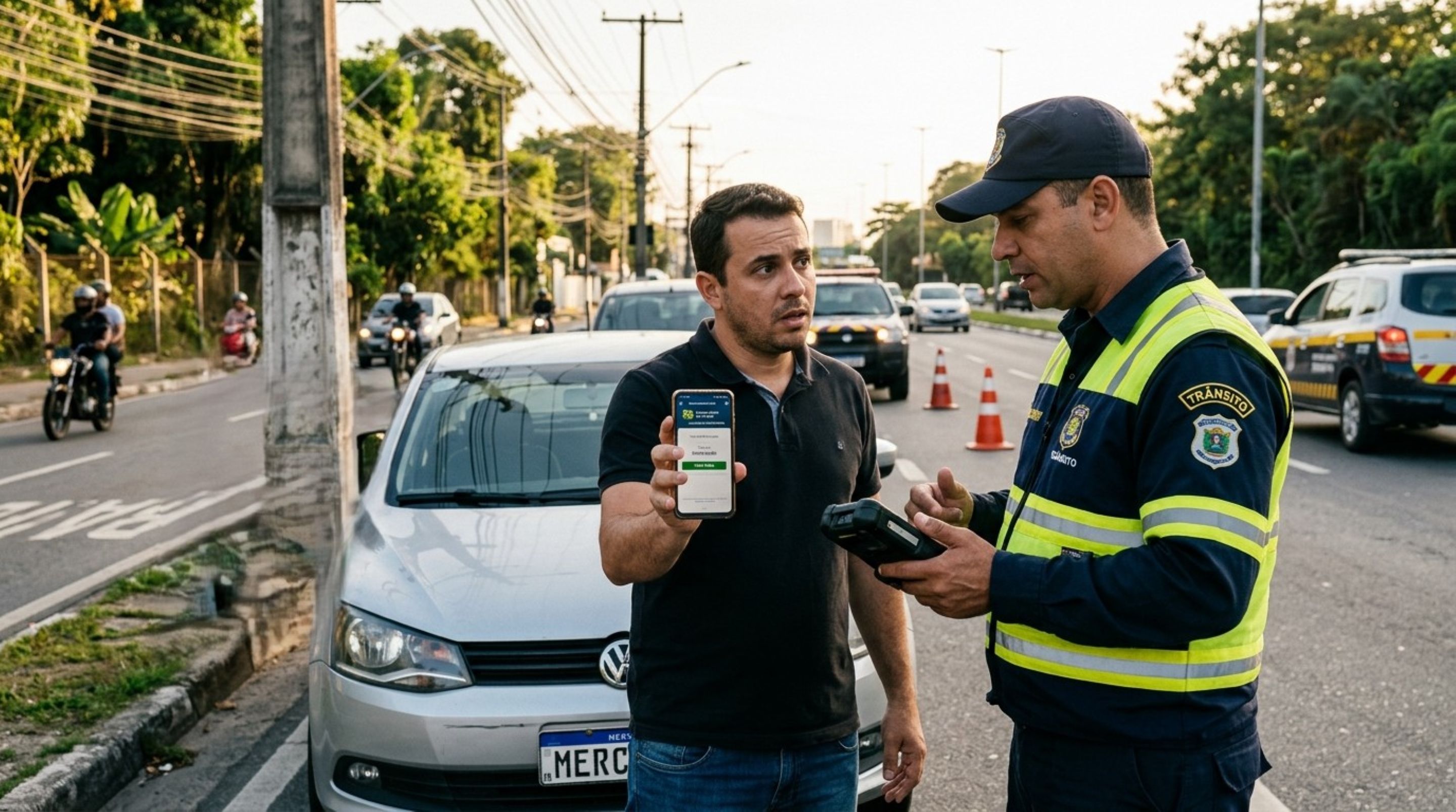 Condutor é parado sem a carteira física, afirma que renovou a CNH pela internet e descobre que o pagamento da taxa não basta para concluir que a habilitação foi renovada