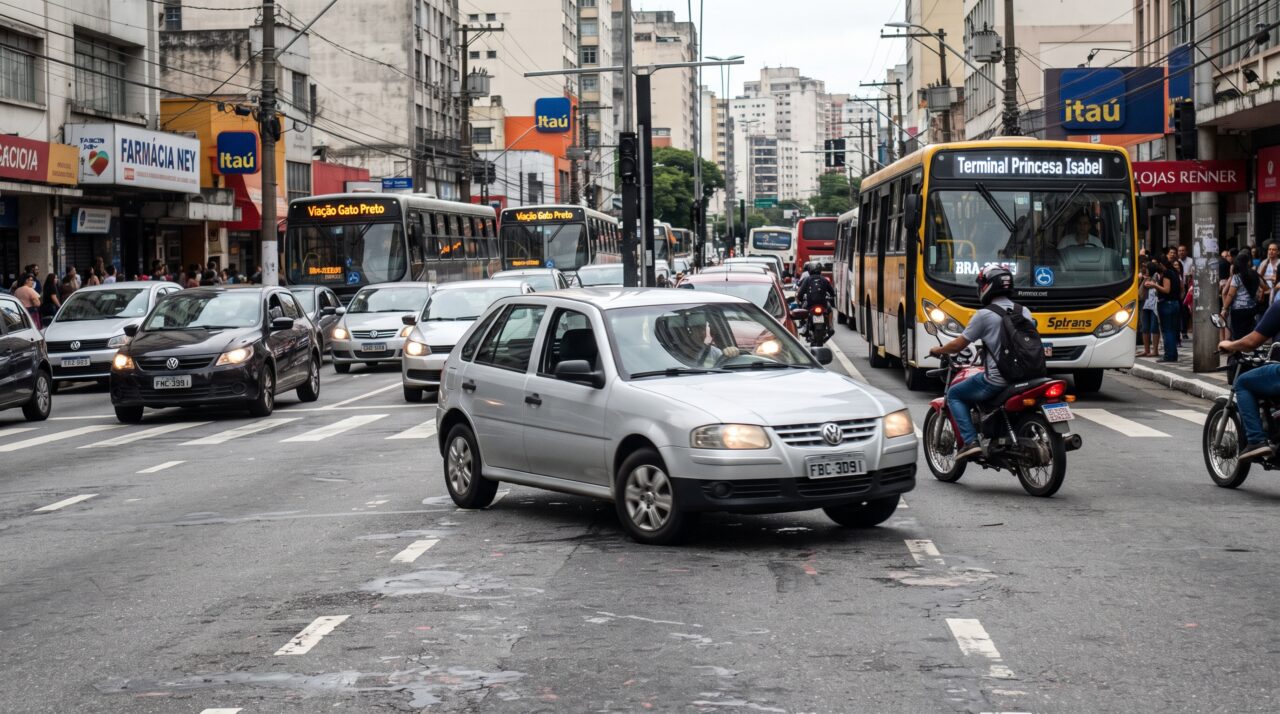 Infração de trânsito por falta de seta em mudança de faixa ou retorno
